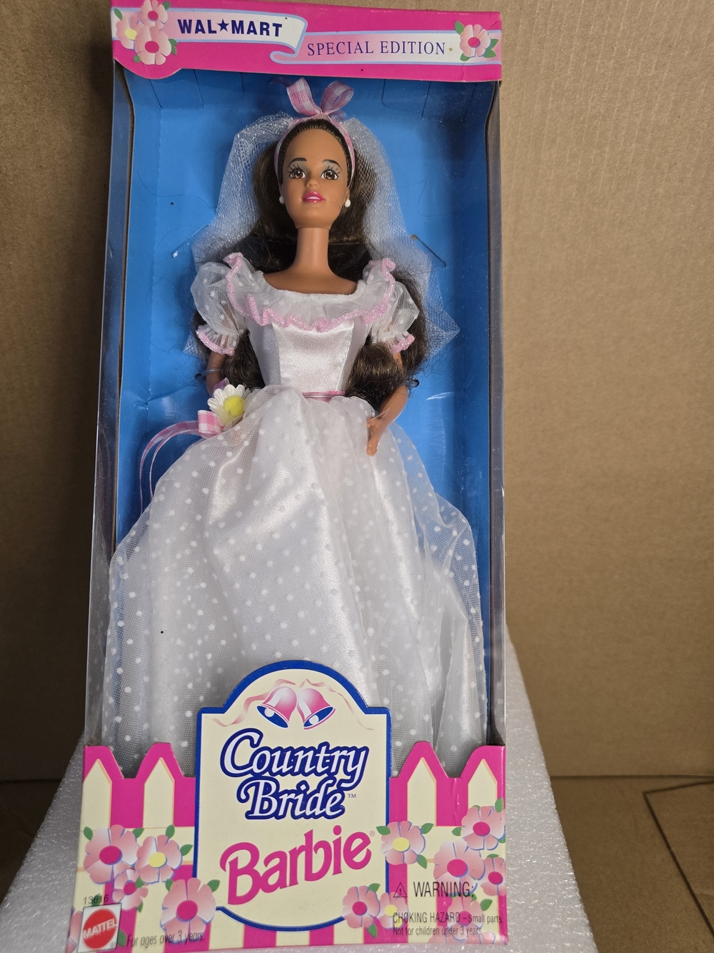 Country Bride Barbie Doll - White & Pink Wedding Gown (Walmart Special Edition)